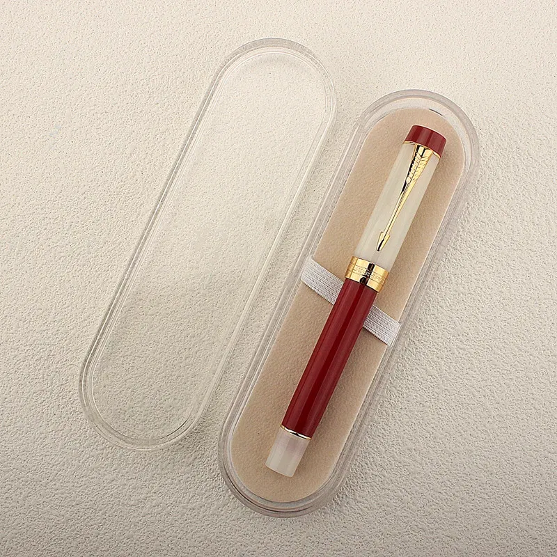 Color: Burgundy, Nib Size: XF - JINHAO 100 Centennial Fountain Pen Resin Gold Clip Nib EF F M Students Pens Business Stationery School Office Supplies PK 9019