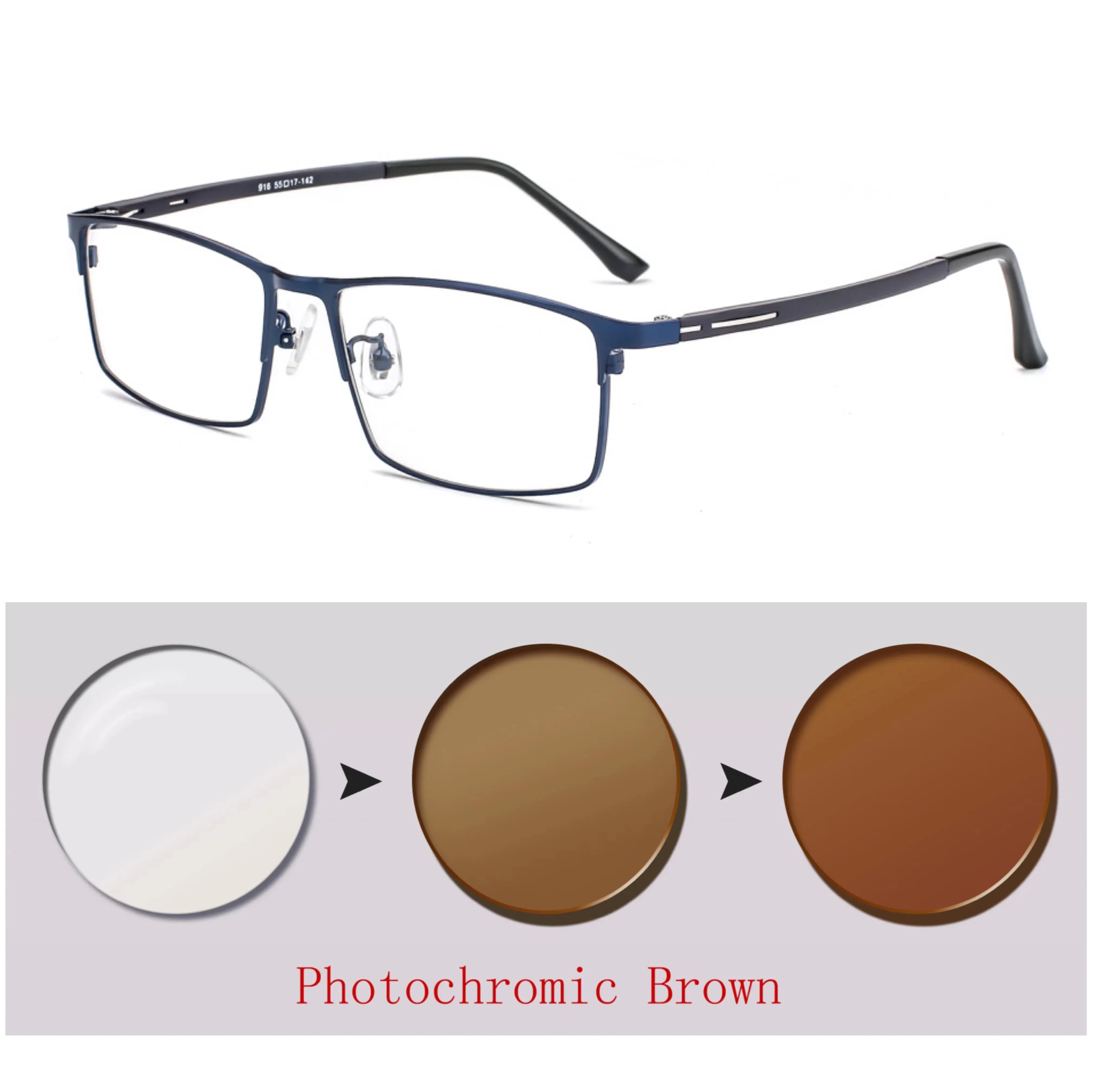Frame Color: Blue, Ships From: CHINA, Eye Prescription: +150 - Photochromic glasses Men's reading glasses Finished glasses Student myopia glasses 0 + 0.5 + 1 + 1.25 + 1.5 + 1.75 + 2