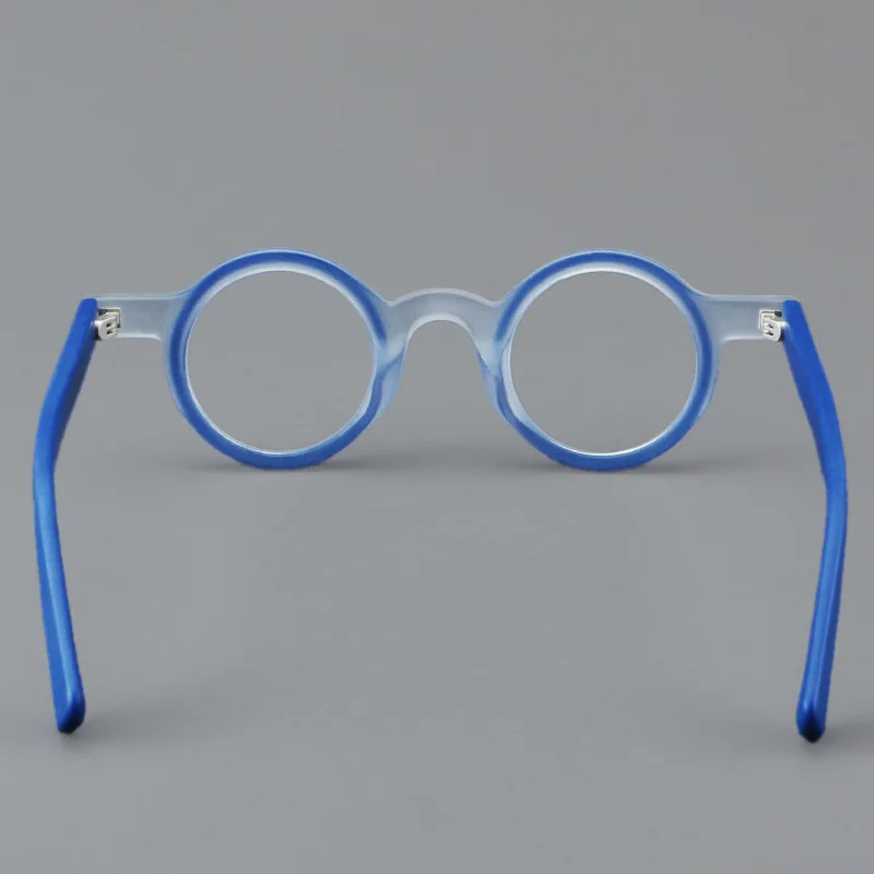 Frame Color: Blue, Eye Prescription: +375 - VCKA Round Acetate Photochromic Reading Glasses Frame Men Prescription Anti-blue Eyeglasses Women Custom Eyewear +0.50 to+6.0