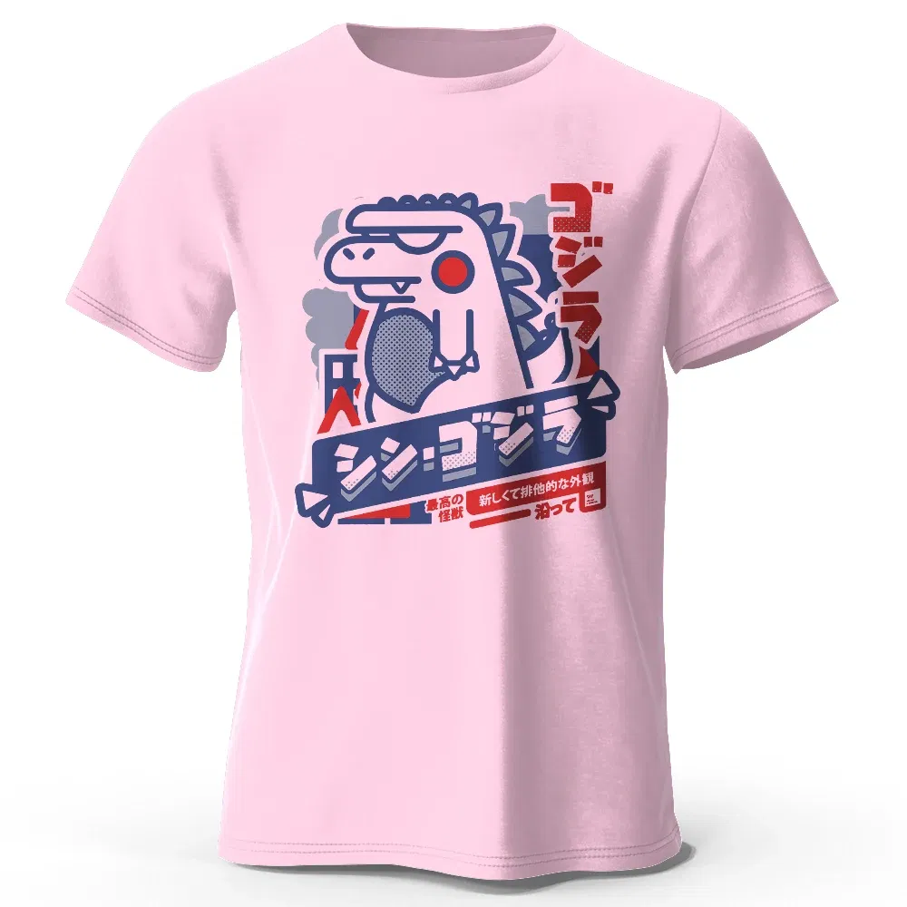 Color: Navy Blue, Size: L - Harajuku Kawaii Animal Printed 100% Cotton T-Shirt, Lightweight Round Neck Short Sleeve Tee, Unisex Casual Wear