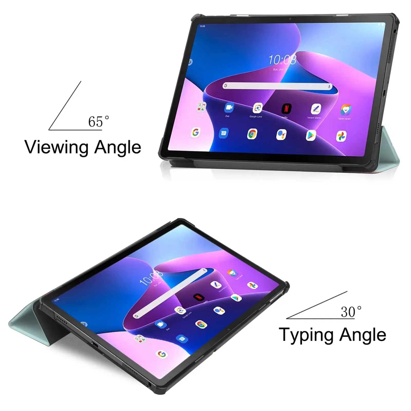 Color: Beige, Size: Thirteen, Ships From: CHINA - For Lenovo Tab M10 HD 2nd Gen Case TB-X306F X306X Tri-Fold Stand Wake/Sleep Magnetic Protective Shell  PU Leather Tablet Cover