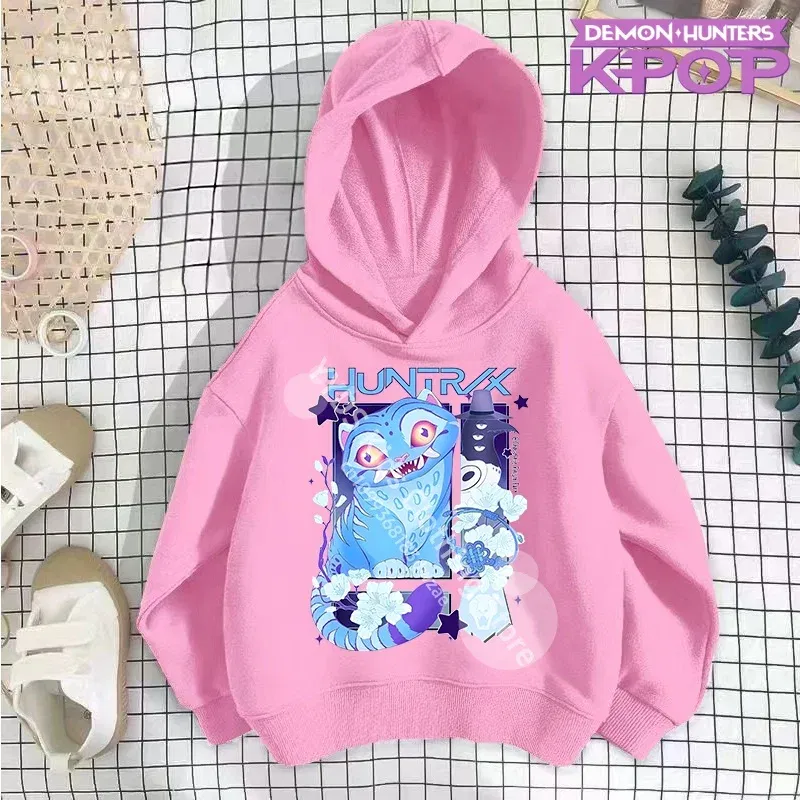 Color: Blue, Kid Size: 140 - 2025 KPop Demon Hunters Hoodie Fashion Rumi Sweatshirt Pullover Cute Long Sleeve Autumn Boys Girls Cartoon Y2K Hoody Sportswear