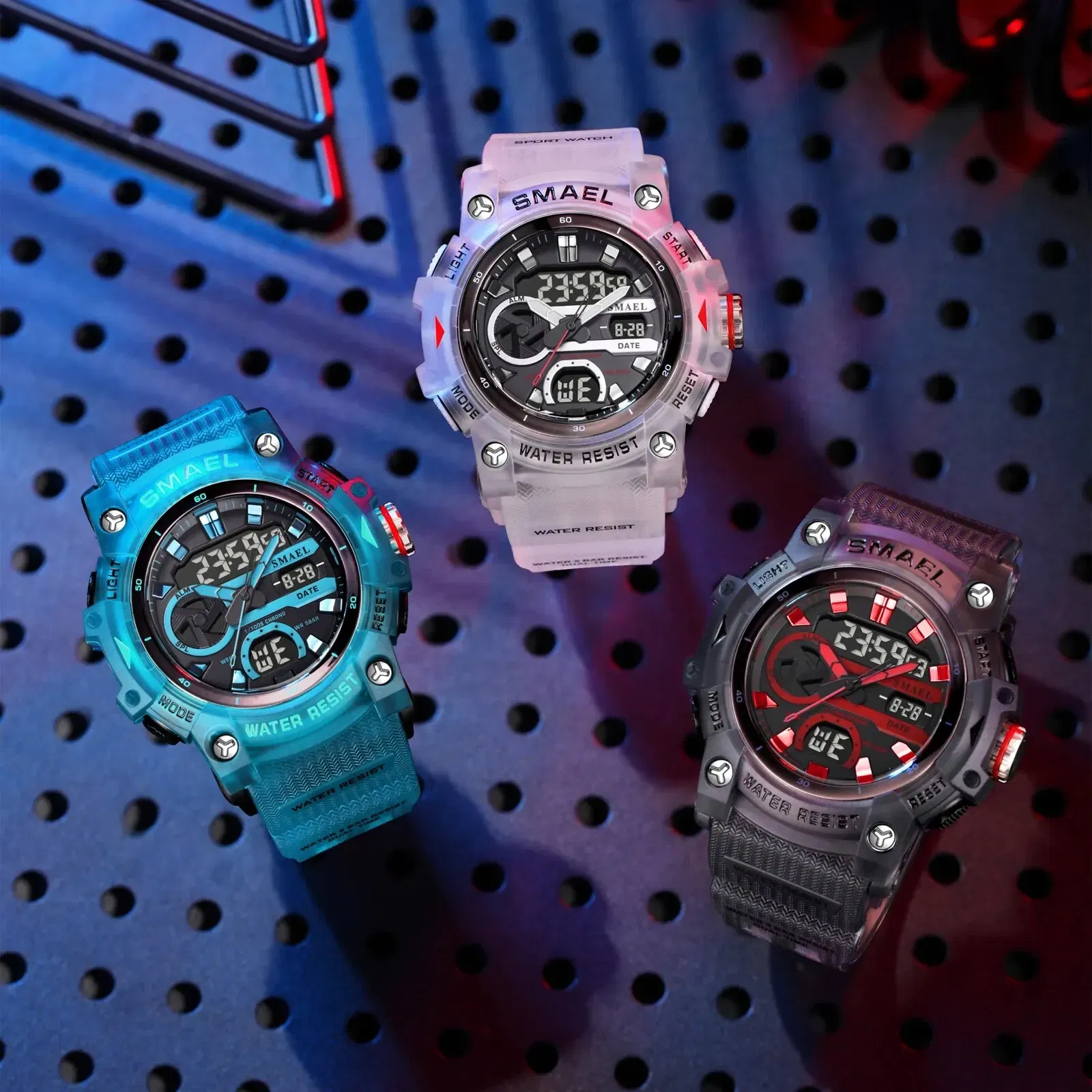Color: Green - SMAEL Sport Watches Waterproof Digital LED Display Analog Alarm Clock 8086 Young Fashion Quartz Wristwatches