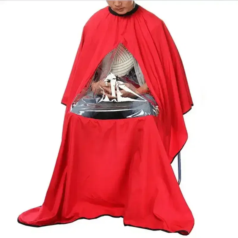 Color: Red, Ships From: CHINA - Professional Waterproof Styling Salon Barber Hairdresser Hair Cutting Hairdressing Gown Cape with Viewing Window Apron