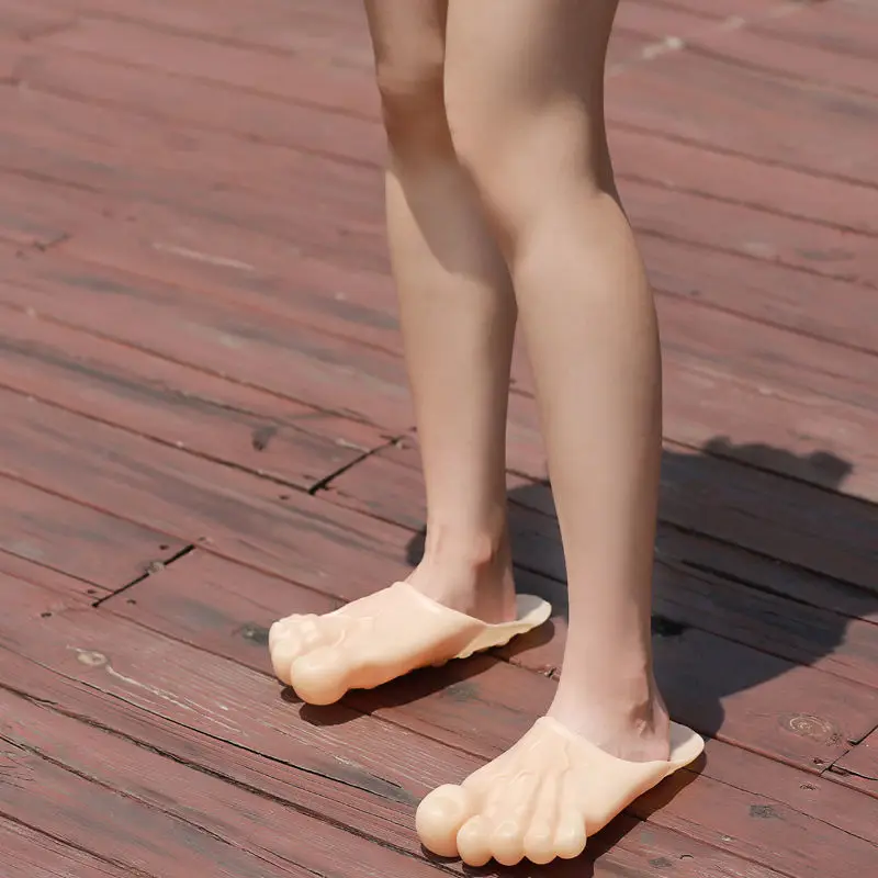 Color: Beige - Funny Slippers Man Women Footwear Shoes Fashion Outdoor Beach Couple Slippers Role Playing Bigfoot Amazing Sandals Of The Hulk