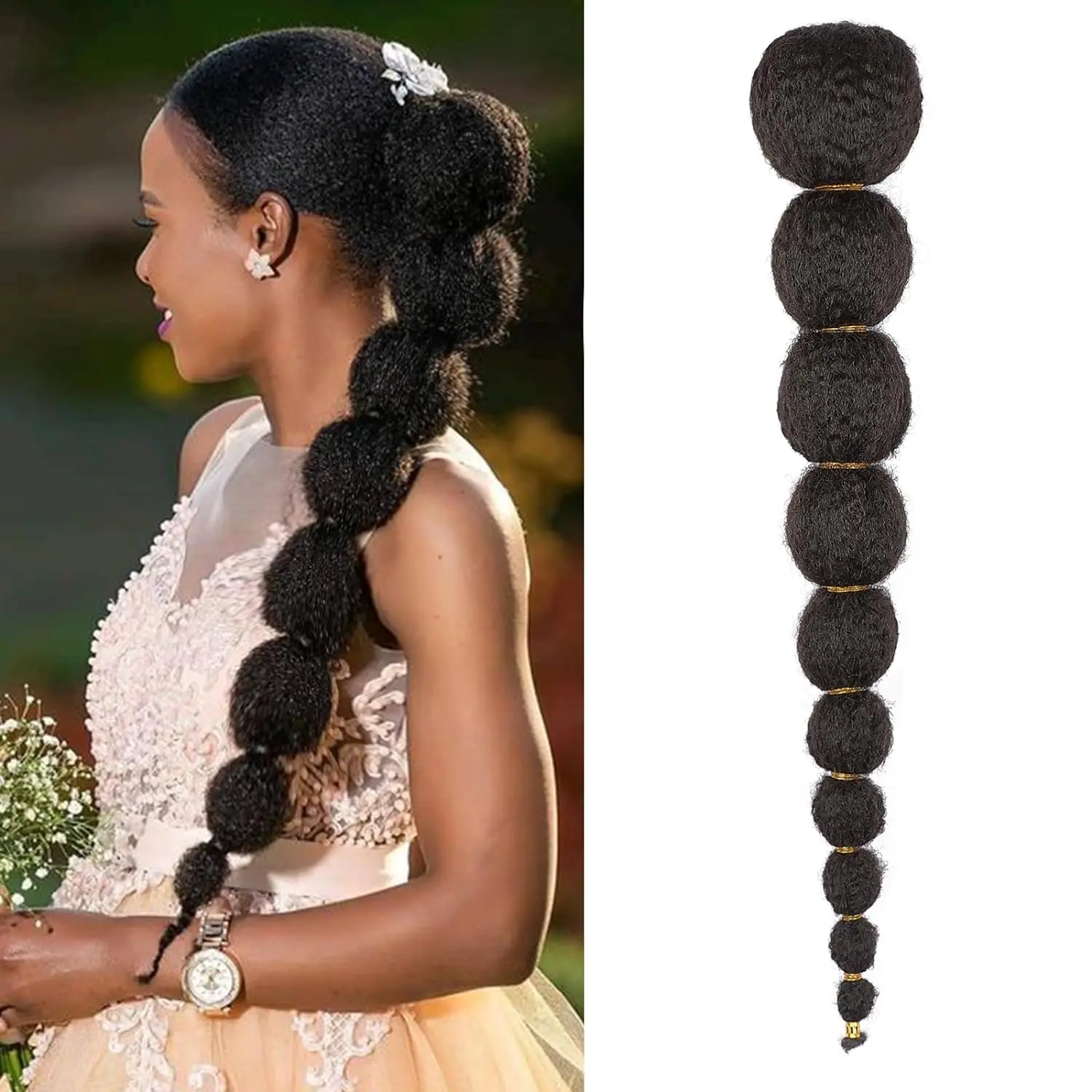 Color: #1B, Stretched Length: 28inches - Kinky Afro Puff Ponytail Extension for Black Women 18/24 Inch Long Lantern Bubble Drawstring False Pigtail Synthetic Hair Piece