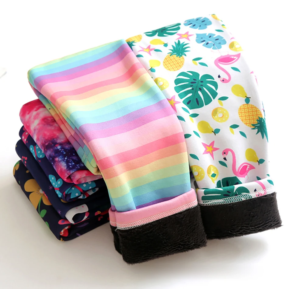 Color: Neon, Size: 68 - Girls Warm Plush Long Pants for Autumn Spring Cartoon Butterfly Striped Soft Cozy Leggings Fleece-Lined Bottoms Kids Casual Wear