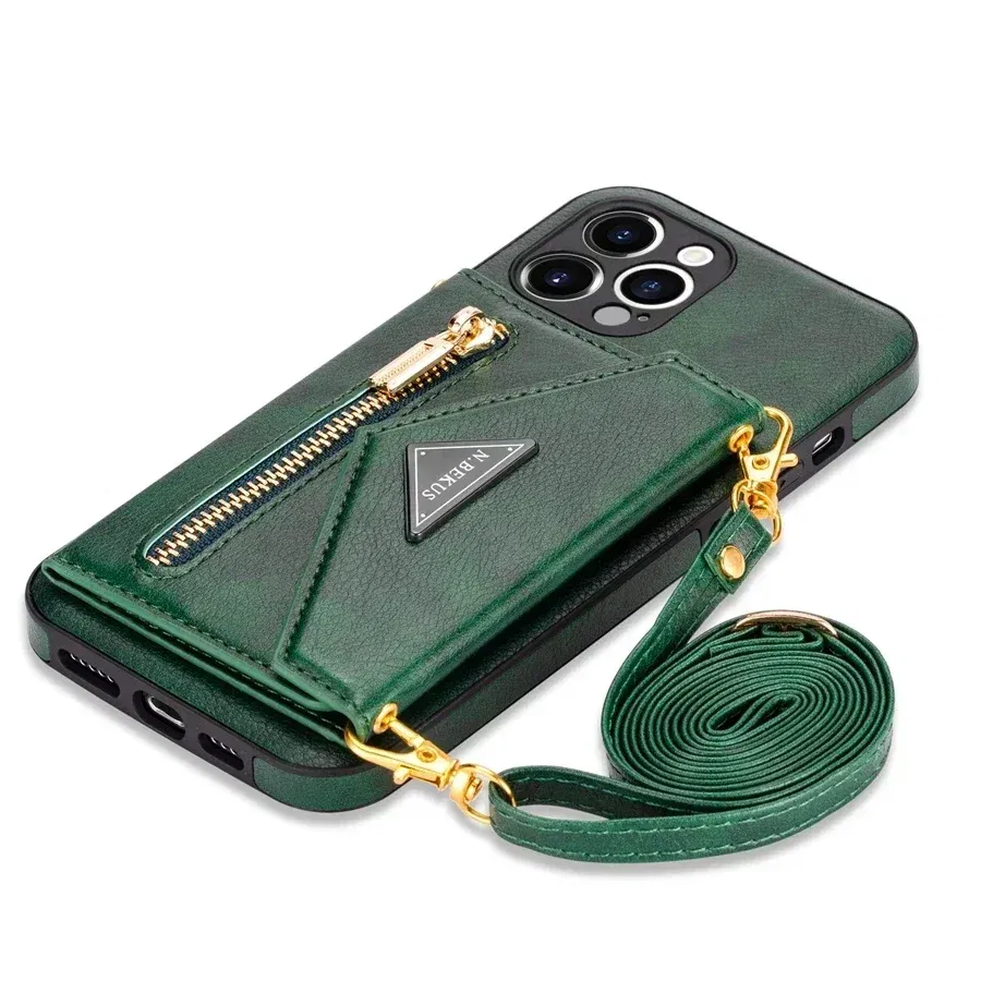 Color: Red, Material: Acrylic - Wallet Side Card Zipper Flip Crossbody Leather Case For iPhone 15 14 Pro Max 13 Mini 12 11 SE 2022 2020 X XS XR 8 7 6 6s Plus