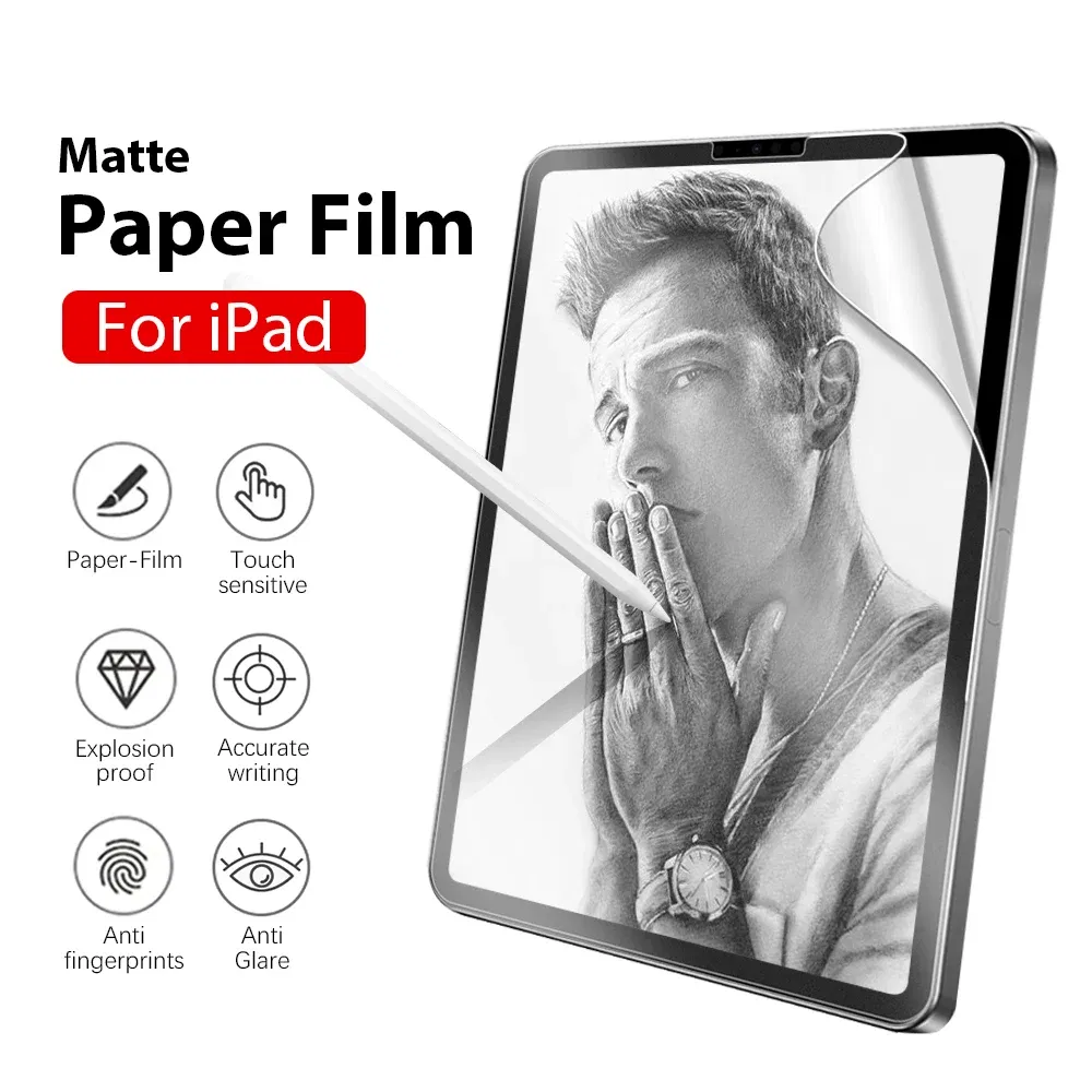 Color: GRAY - Like Paper Film For iPad Pro 13 11 12.9 6th M4 M2 10 9 9th 10th Generation 10.9 Air 5 4 3 Mini 6 10.2 Screen Protector Paperfeel