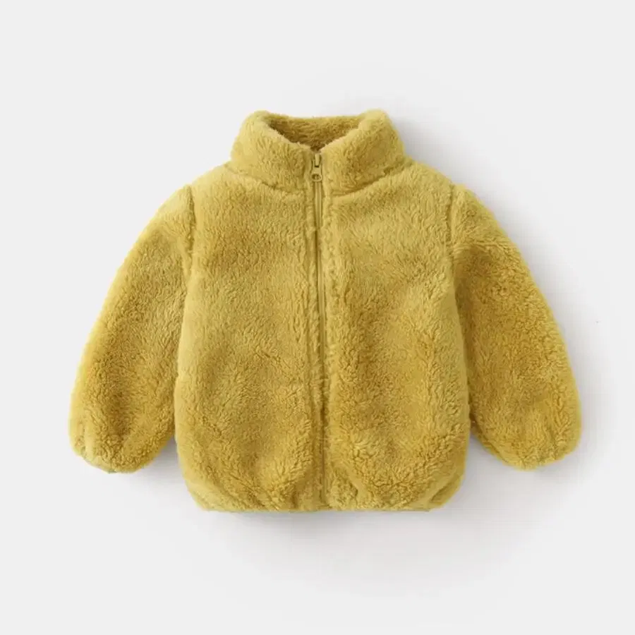 Color: Blue, Kid Size: 6T - Solid Color Fashion Children Plush Coat Autumn Winter Warm Baby Girl Boy Casual Jacket Greatcoat Kids Clothing Toddler Outerwear