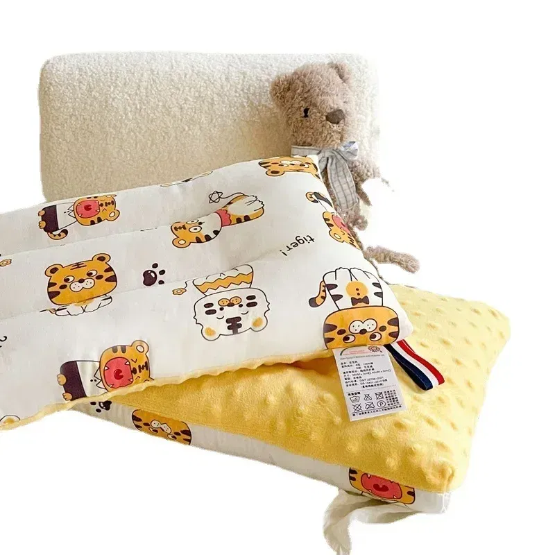 Color: Orange - Soft baby pillow Comfortable velvet newborn pillow Baby sleep headrest Breathable baby pillow Mom's Love