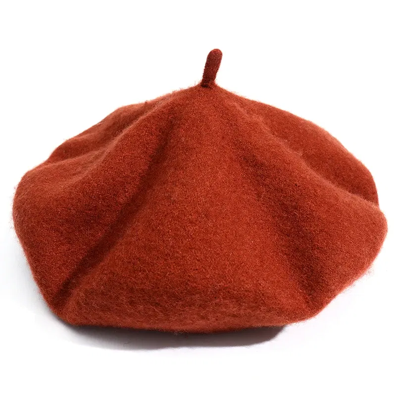 Color: Gold, Hat Size: One Size - Wool Thick  Berets Artist French Beret Women Painter Hat Girls Female Warm  Walking Cap