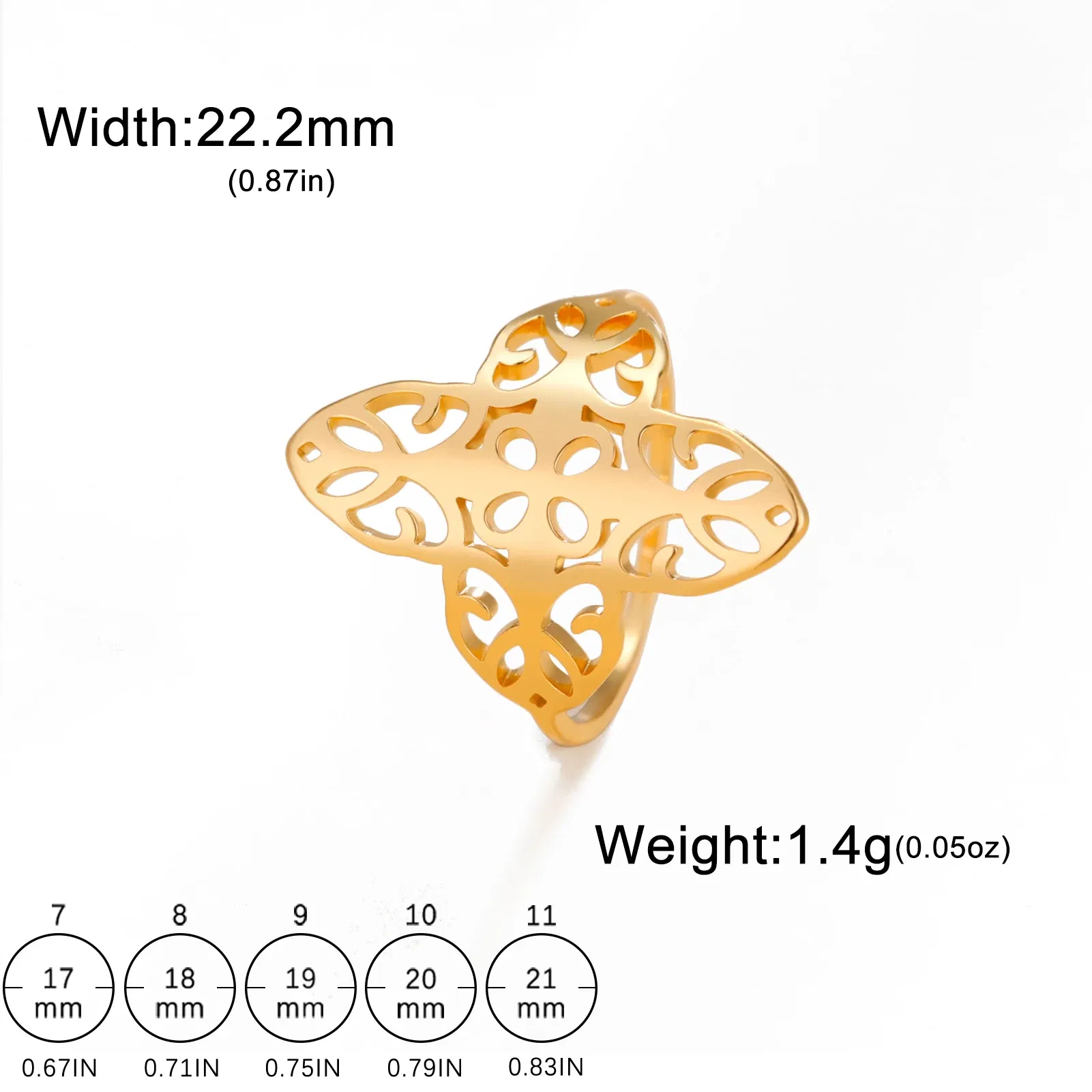 Main Stone Color: Gold, Ring Size: 8 - Skyrim Filigree Ring Stainless Steel Gold Color Elegant Finger Rings Women Bohemian Jewelry Wedding Band Gift Wholesale