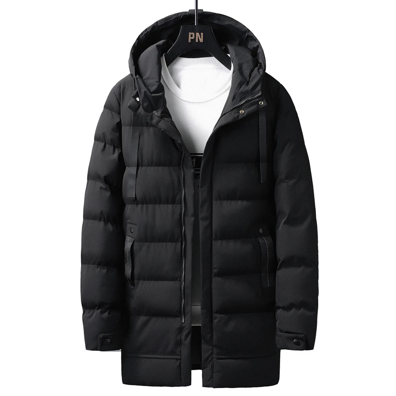 Color: black, Size: 7XL - 7xl Plus Size Padded Parkas Men Thick Warm Coats Solid Warm Cotton Long Coats Windbreaker Winter Outerwear 6xl Thermal Jacket
