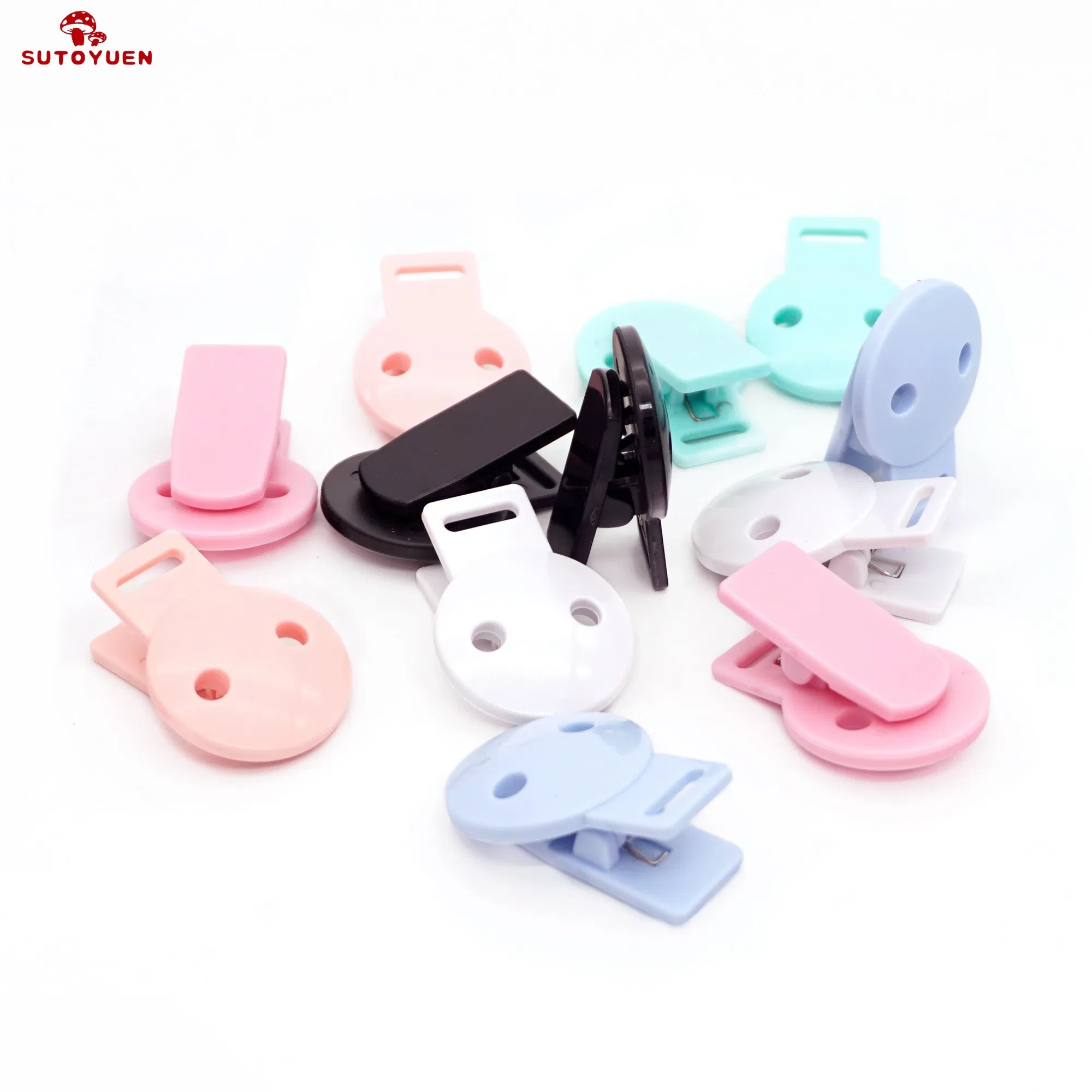 Color: green - Sutoyuen 20pcs Round Head Pacifier Clip Soother Holder For DIY Beads Baby Dummy Chain Plastic Pacifier Clips Baby Accessories