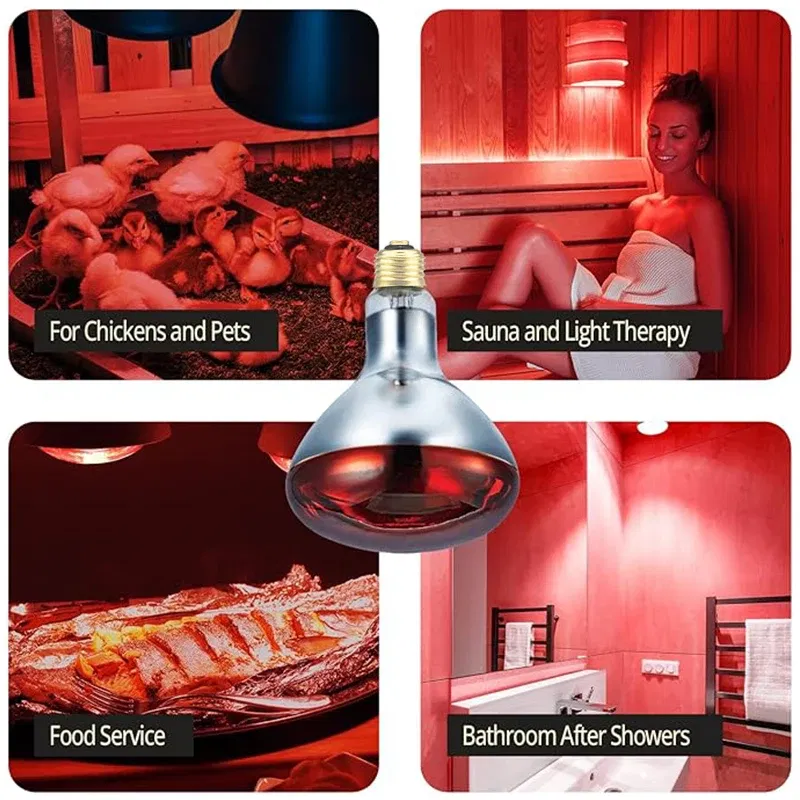 Color: light green, Ships From: Russian Federation - BONGBADA Quartz glass waterproof and explosion-proof E26 E27 Red R40 Infrared Heat Lamp Farm lamp 100W 150W 200W 250W 275W