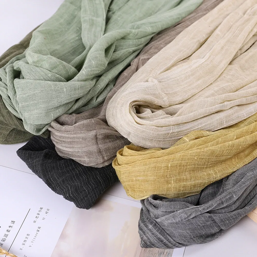 Color: light green, Size: One Size - Fashion New Cotton Pashmina Plain Shawls Women Solid Color Scarf Wraps Scarves Kerchief Muslim Hijab Lady Autumn Winter Warm