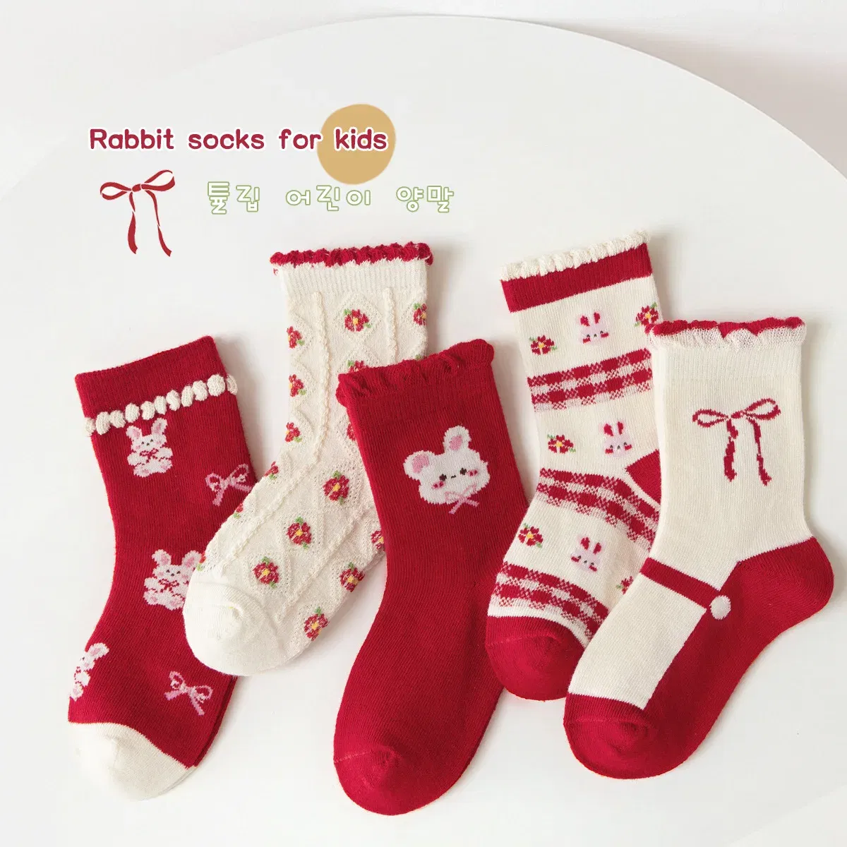 Color: PURPLE, Size: 7-9T - 5 pairs/lot Children's Socks Autumn Socks Girls Sweet Purple Floral Pattern Mid Calf Socks Baby Infant Cotton Socks