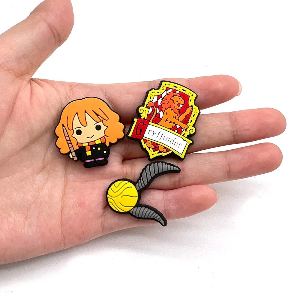 Color: black - 10-61PCS Wizarding Academy Film Good Quality Shoes Charms DIY PVC Shoe bag Accessories Forenthusiasts Wristband Kids Party Gifts