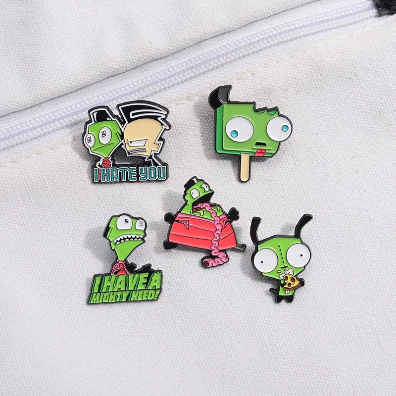 Metal color: SILVER PLATED - Cartoon Anime Brooch Enamel Pins Custom Metal Animal Badges Lapel Accessories Sweater Women Men Jewelry Gift Friends Wholesale