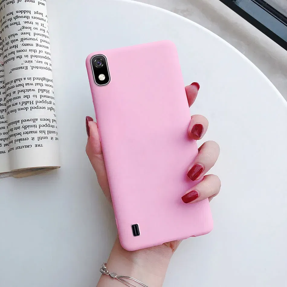 Color: Pink, Material: Acrylic - Candy color Phone Case For Samsung galaxy A10 A20 A20E A30 A40 A50 A70 S A01 A11 A21 A31 A41 A51 A71 4G Silicone TPU Back Cover