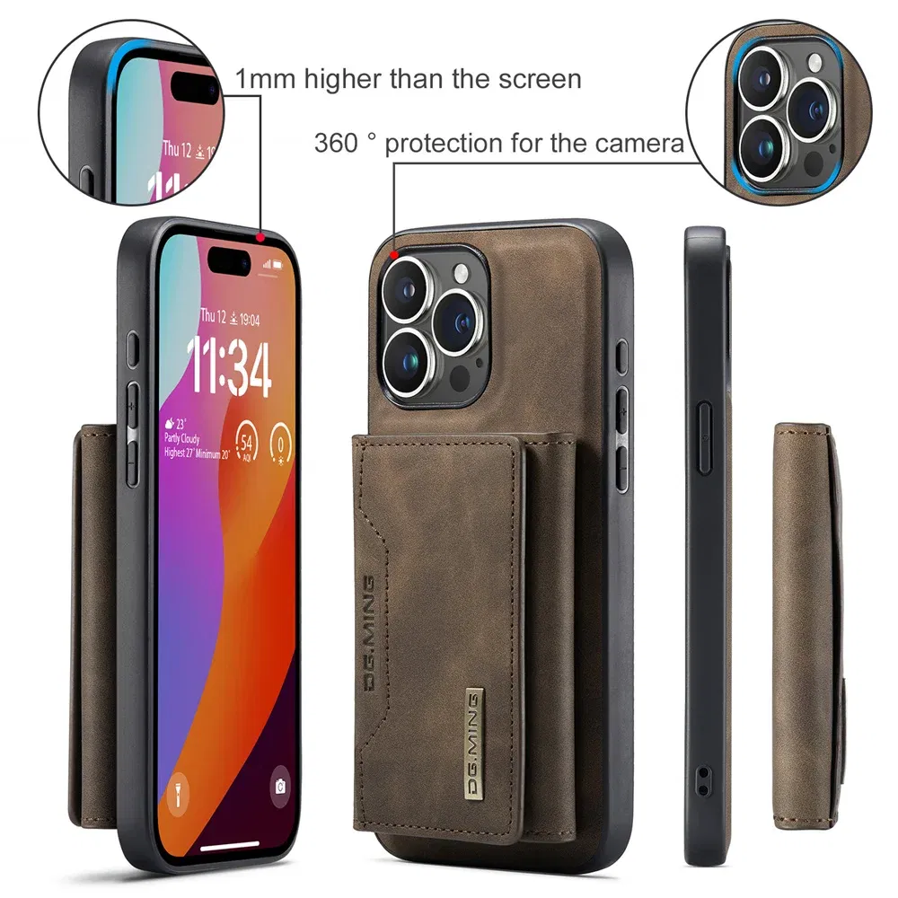 Color: green, Material: Other - 2 In 1 Case For iPhone 16 15 14 13 12 11 Pro Max Plus XS Max XR 8 Plus SE 2022 Wallet Magnetic Leather Card Holder Pocket Cover