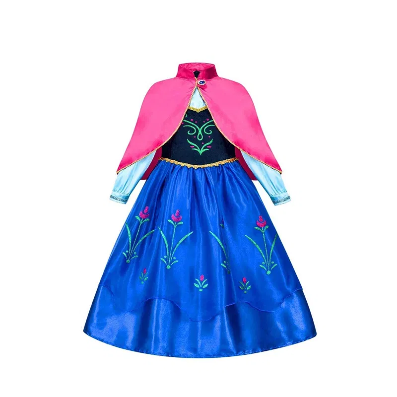 Color: Orange, Kid Size: 5 - Disney Kids Girls Cosplay Frozen Elsa Anna Princess Dress Girl Mesh Ball Gown Carnival Birthday Clothes Snow Queen Elsa Costume