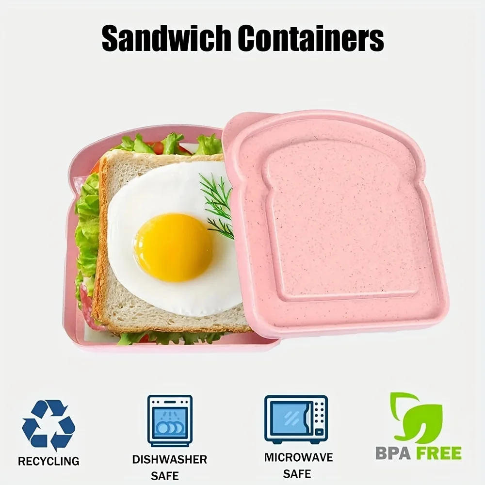 Color: Brown - new pokemon Sandwich Containers Lunch Toast Storage Box With Lid Portable Food Storage Reusable Microwave Lunch Sandwich Box