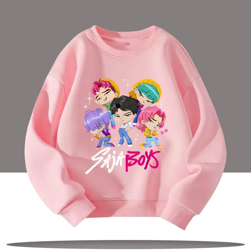 Color: WHITE, Kid Size: 10 - K-pop Demon Hunters Cartoon Print 3-12 Year Old New Style Kids Round-neck Sport Shirt Cute Girl Casual Top Children's Clothing