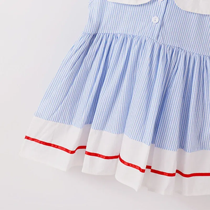 Color: PURPLE, Kid Size: 5T - 2024 New Summer 2-7Yrs Baby Girl Party Dress Sleeveless Cotton Embroidery Splicing Kids Princess Dresses Sister Clothing