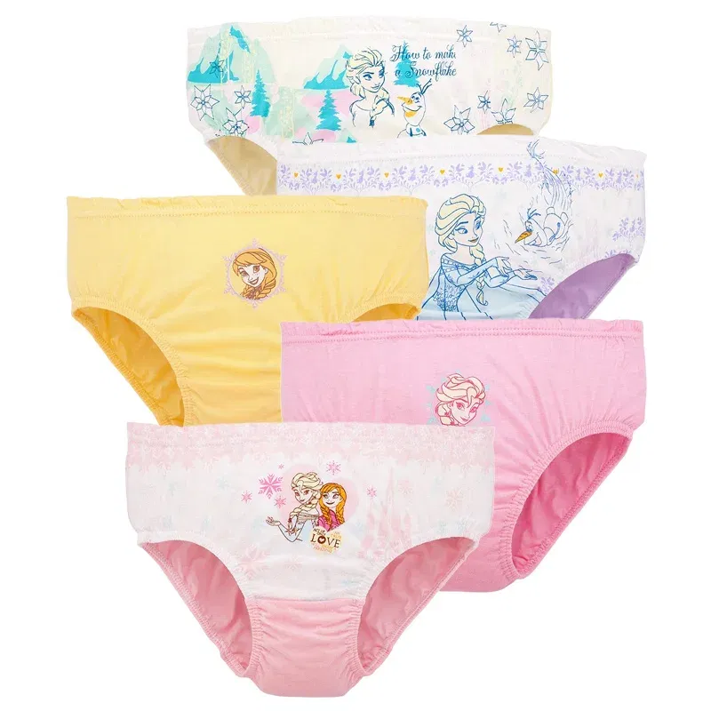 Color: black, Kid Size: 2T - 5 Pack Girls Cotton Briefs With Exquisite Box, Queen Elsa Kids Soft Girls Panties, Princess Cartoon Children's Underpants 2-14T