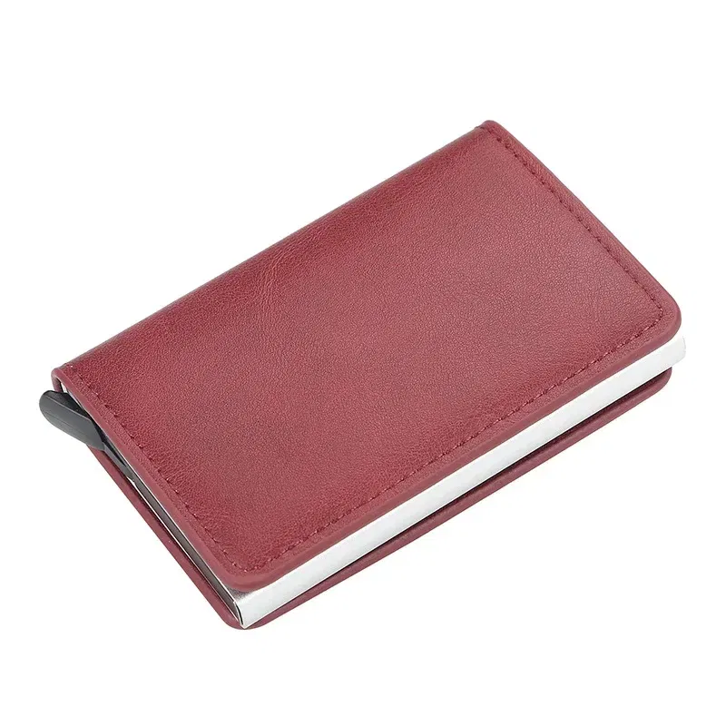 Color: Navy Blue - 2024 Men Women Business ID Holders Metal Aluminum Shell Anti-degaussing Automatic Pop-up Rfid  Multi-card Bit Cardholder Holders