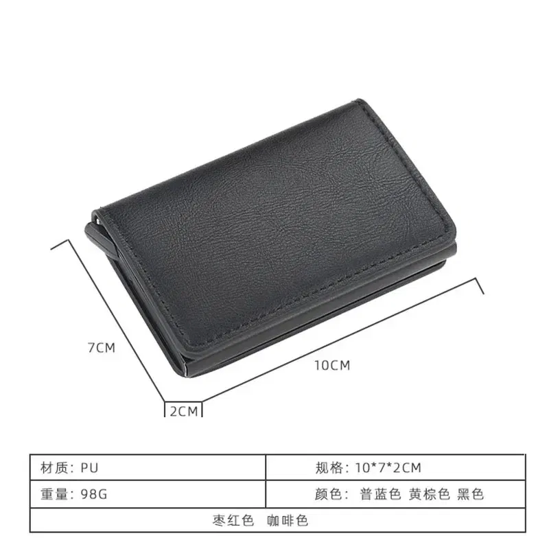 Color: Navy Blue - 2024 Men Women Business ID Holders Metal Aluminum Shell Anti-degaussing Automatic Pop-up Rfid  Multi-card Bit Cardholder Holders