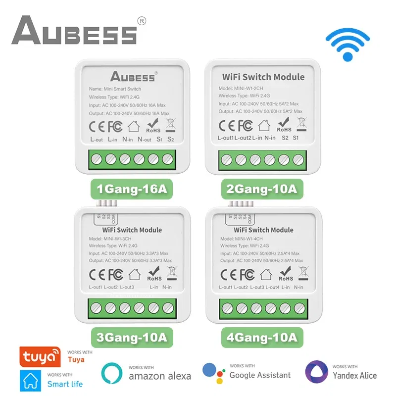 Bundle: Bundle5, Ships From: CHINA - Tuya WiFi Mini DIY Smart Switch 1/2/3/4 Gang 16/10A 2 Way Control Smart Home Automation Module Via Alexa Google Home Smart Life