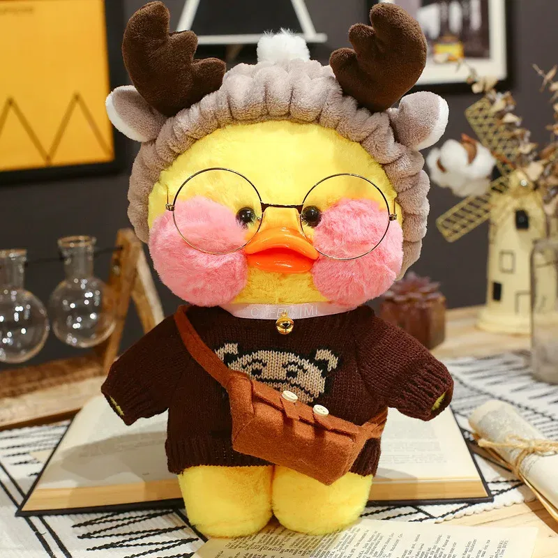 Color: Khaki, Height: 11cm-30cm - 30cm Kawaii Lalafanfan Duck Plush Toy Cartoon Lalafanfan Duck Doll Soft Stuffed Animal Plushie Birthday Gifts For Girl Children