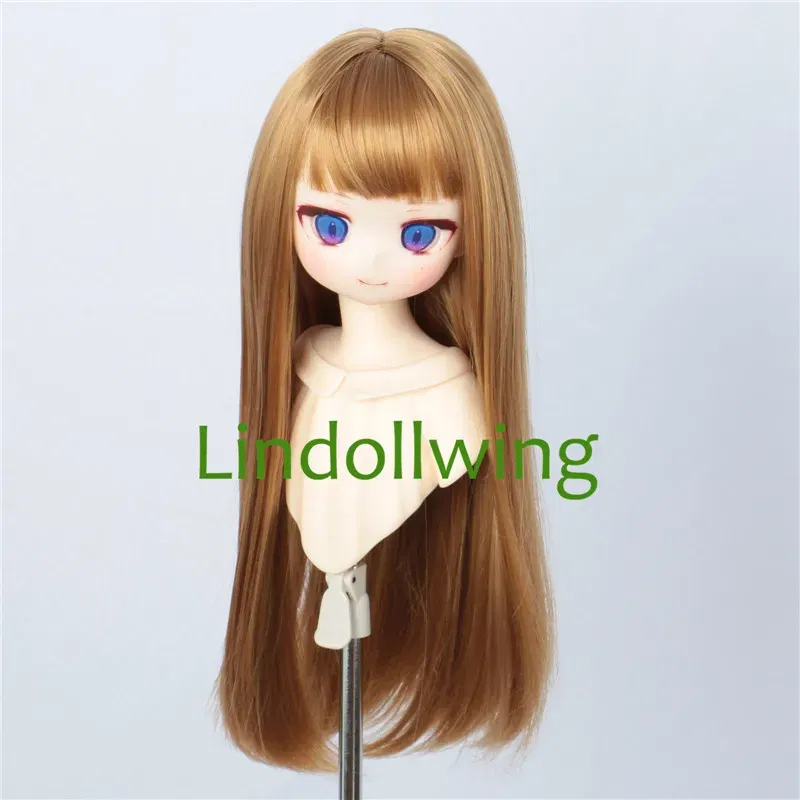 Color: green - 1/3 BJD Wig Pullip Dal DD Dollfie Doll Wig 8-9 inch Long Collection Wig