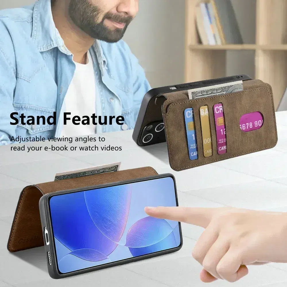 Color: Pink, Material: PVC - For Poco F8 Ultra F7 X7 X6 M6 M7 Pro 5G Luxury Case RFID Leather 2IN1 Detachable Book Funda Xiaomi Poco F6 X5 X 6 F 8 Flip Cover