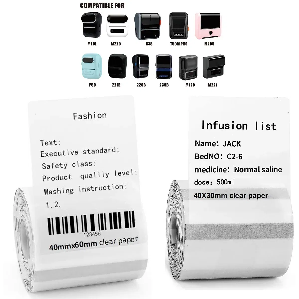 Color: Blue - Original M110 M220 Clear Thermal Labels -1.57"x2.36" (40x60mm) Transparent Waterproof Label Refills Compatible with Phomemo M110