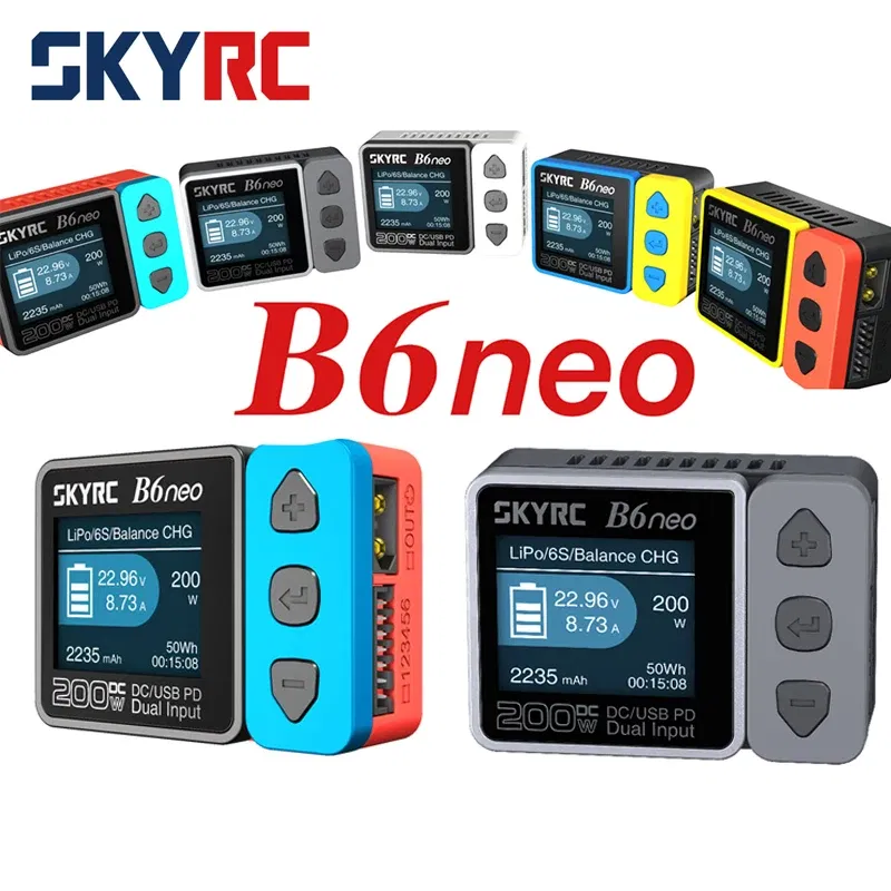 Color: Yellow - 2023  NEW SkyRC B6 Neo Smart Charger DC 200W PD 80W LiPo Battery Balance Discharger SK-100198 B6 Neo