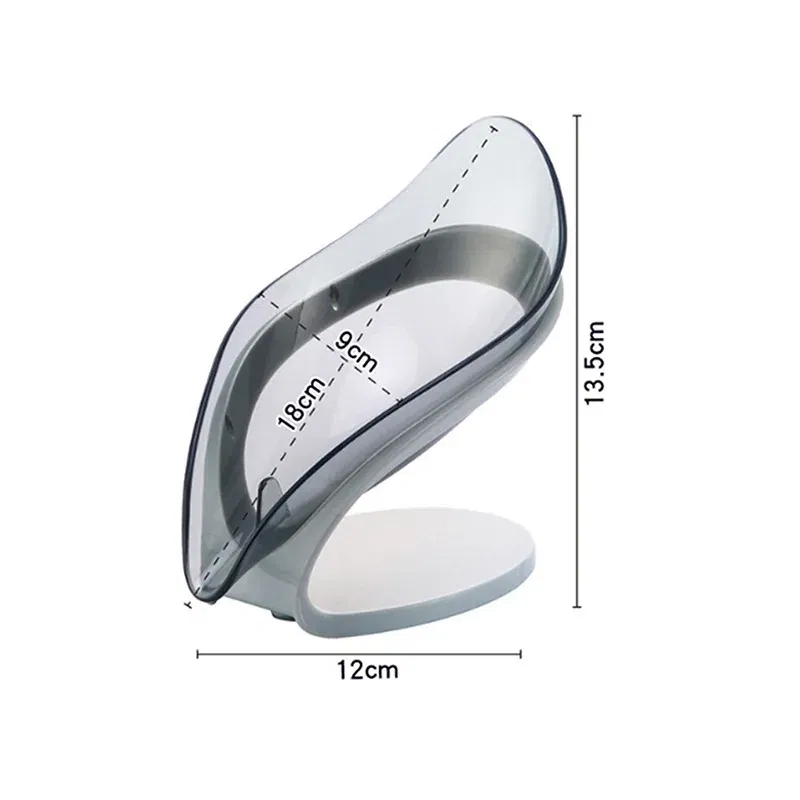 Color: DARK GRAY - Bathroom Soap Holder Leaf Shape Dish Soap Kitchen Sponge Soap Box Storage Non-slip Drain Soap Case Container Bathroom accessorie