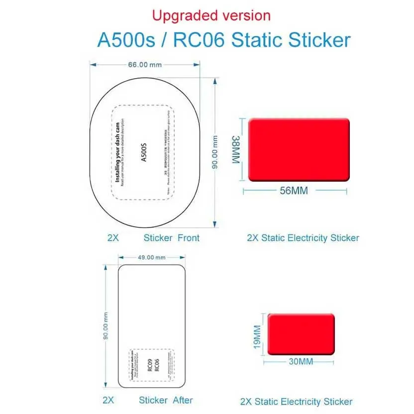 Color Name: WHITE - For 70mai Dash Cam Pro plus + A500S LIE2 A200 Dash Cam Film and Static Stickers for 70mai A500S / LIE2  A200 Dash Cam Mount