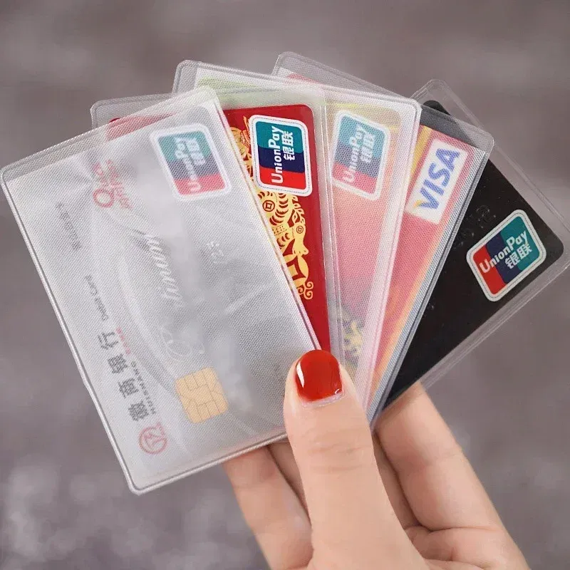 Color: WHITE - 10pcs/lot 60*93mm Transparent Card Protector Sleeves ID Card Holder Wallets Purse Business Credit Card Protector Cover Bags