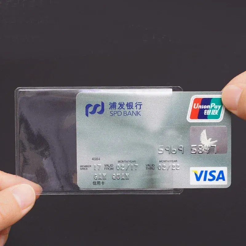 Color: WHITE - 10pcs/lot 60*93mm Transparent Card Protector Sleeves ID Card Holder Wallets Purse Business Credit Card Protector Cover Bags