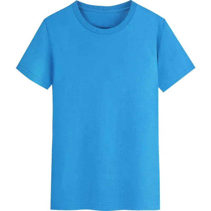 Color: Blue, Size: 4XL, Ships From: CHINA - YOTEE Round Neck T-shirt Cotton Logo Customized Embroidery Personal Group Fashion T-shirt Logo Customization