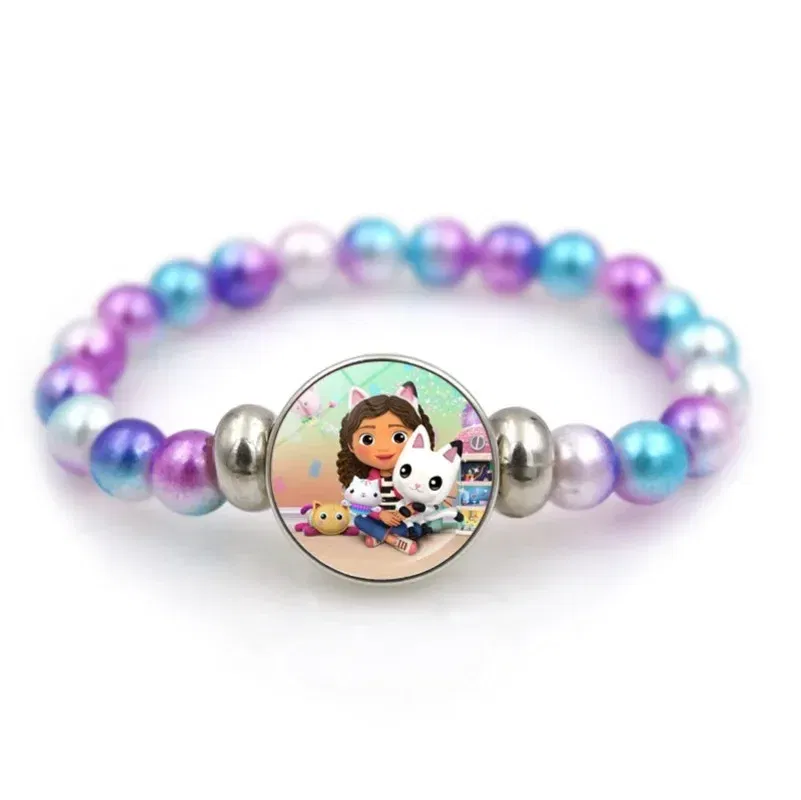 Color: SKY BLUE, Size: 40cm - Gabby Dollhouse Bracelet Fashion Beaded Wristband Cartoon Anime Jewelry Accessories Kids Girls Boys Birthday Baby Shower Gift