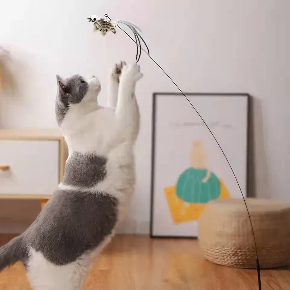 Color: PURPLE, Ships From: CHINA - Simulation Bird Interactive Funny Cat Stick Toy Furry Feather Bird With Bell Sucker Cat Stick Toy Kitten Playing Pet Accessories
