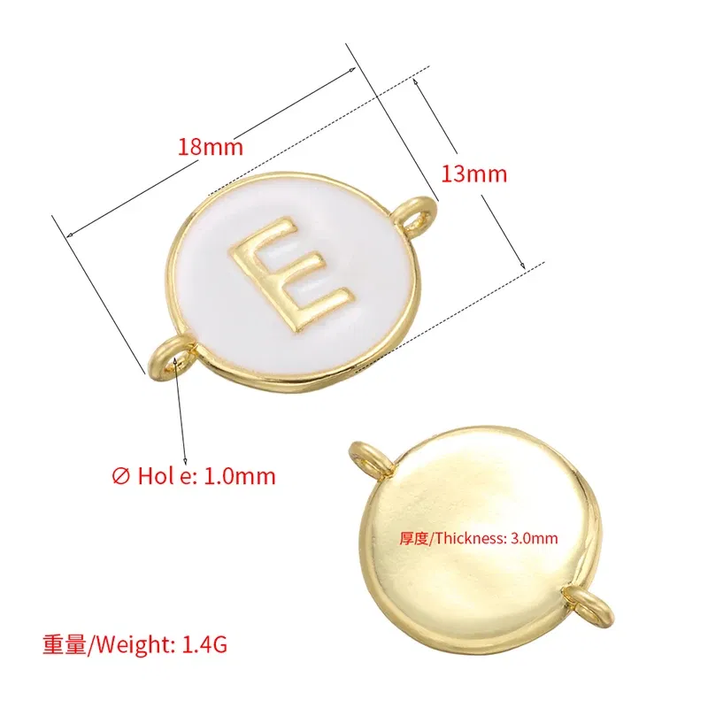 Color: Brown - ZHUKOU 13x18mm white brass 26 letters jewelry connector for women bracelet necklace handmade jewelry accessories model: VS440