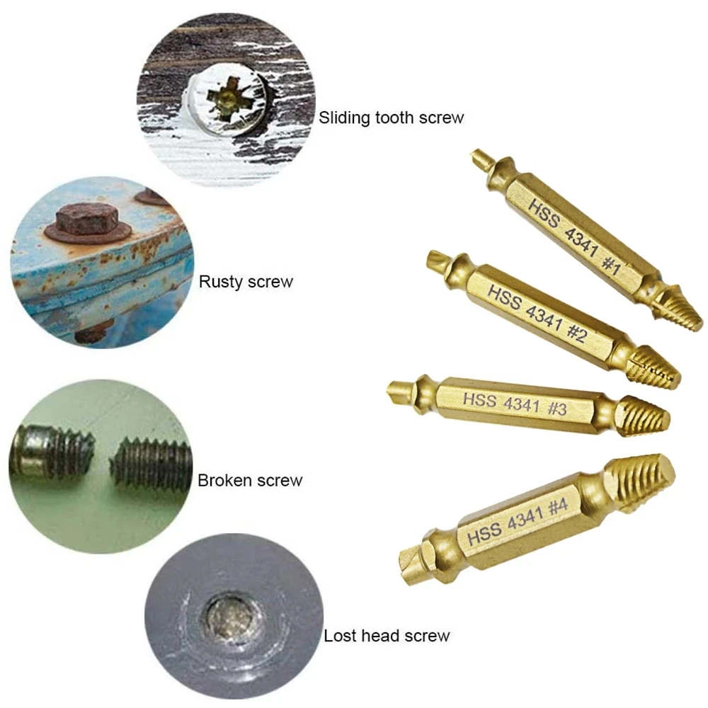 Color: Blue - HSS Extractor Double Head Screw Slide Tooth Removal Screwdriver Screwdriver Bit Broken Wire 6pc Tool Set