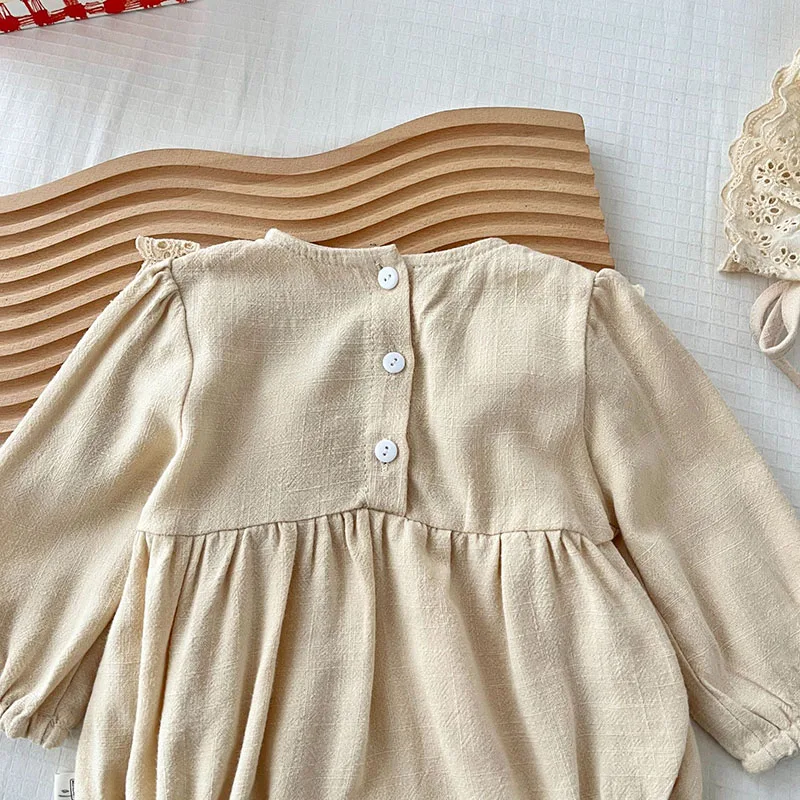 Color: black, Ships From: CHINA, Kid Size: 12M - MILANCEL New Spring Baby Bodysuit Toddler Embroidered Lace Jumpsuit with Hat Girls Outwear 2PCS