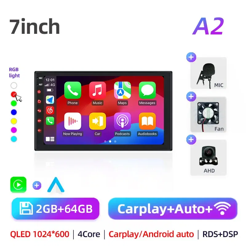 Color: Turquoise, Ships From: CHINA - Car radio with GPS Multimedia player with Android 12 7/9/10''2 Din Universal Stereo Carplay AUTO for Volkswagen, Nissan, Hyundai